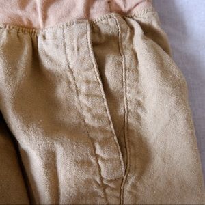 Maternity Rollover Waist Linen-Blend Shorts in Caramel